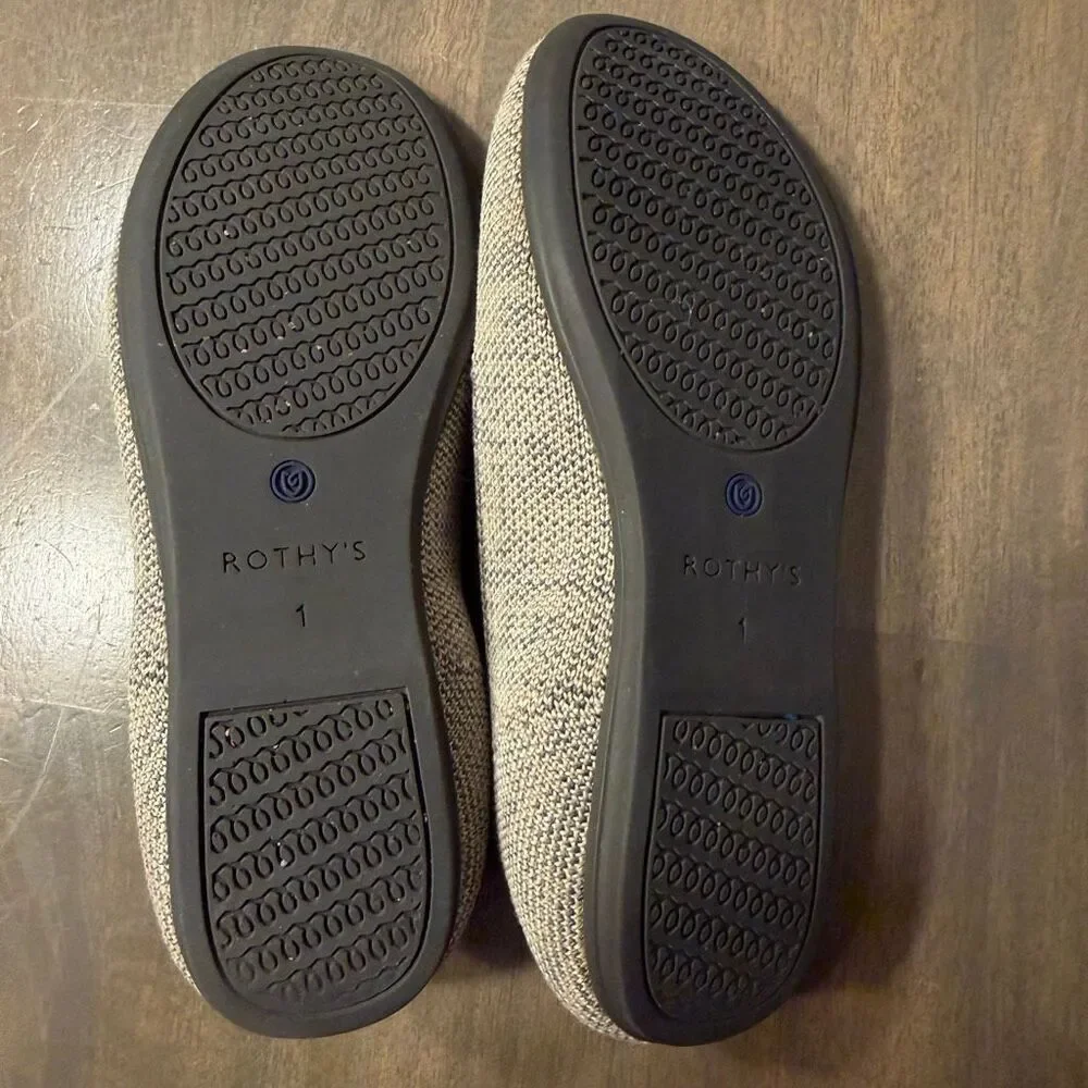 Rothy’s Girls The Loafer Size 1 Taupe Heather